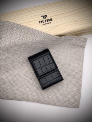 Bao da bật lửa Dupont da cá sấu đen