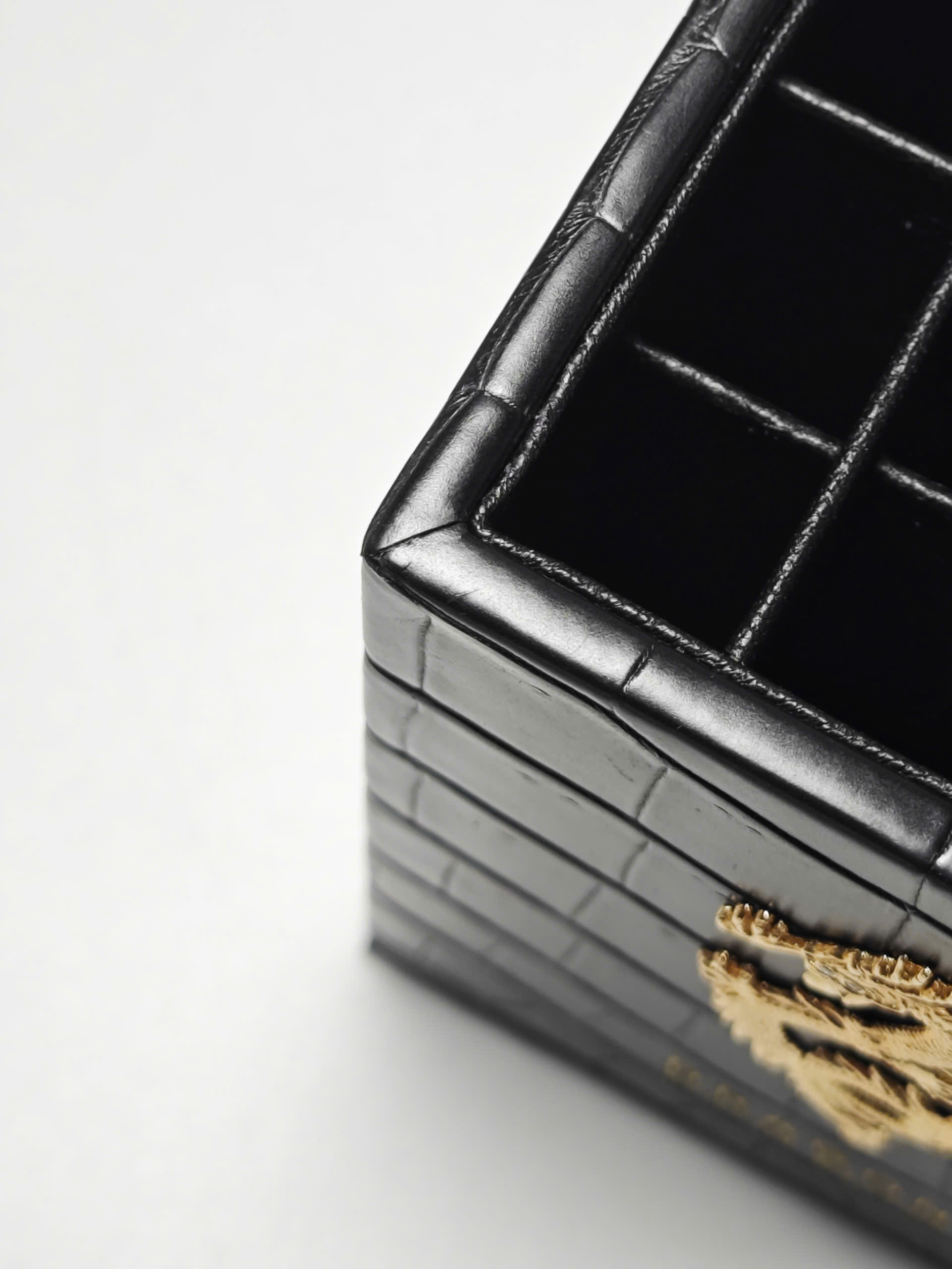 TP Pen Box King Edition - Hộp bút da cá sấu Pháp rồng vàng 18K, mắt kim cương - Hình ảnh 3